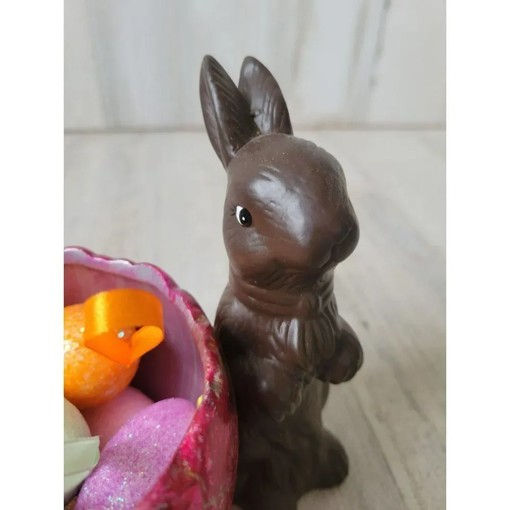 Faux chocolate bunny foil egg ceramic Easter‎ spring decor unique